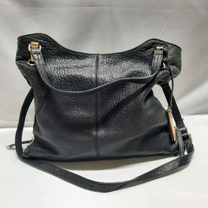 Vince Camuto Pebbled Black Lamb Leather Lg Shoulder Handbag/Crossbody